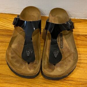Birkenstock Gizeh Glossy Black Thong Sandals